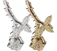 NIYANGLE 2pcs Rose Hair Clamps for Women Alloy Metal Hair Accessories Elegant Rose Shape Not Easy to Deform or Fade Suitable for Christmas and Daily Use Silver Colour