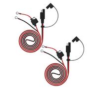 NIYANGLE 2pcs Sae Battery Charger Extension Cable with Eyelet Terminal Connectors for Motorcycle Charging Cord and Car Battery Long-range Transmission, Universal Sae Compatibility