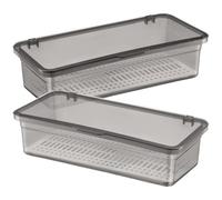 NIYANGLE 2pcs See-through Utensil Holder with Draining Plate Plastic Cutlery Storage for Home Kitchen Countertop Organizer for Chopsticks and Silverware
