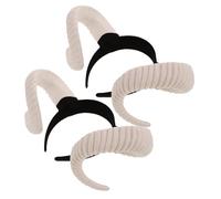 NIYANGLE 2pcs Sheep Horns Headband Realistic Animal Ears Cosplay Headdress for Women and Artificial Lamb Horns Hairband for Party Photo Shoot Halloween and Dress Up Events