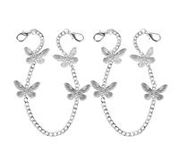 NIYANGLE 2pcs Silver Butterfly Shoe Charms for Boots and Sneakers Lightweight Alloy Metal Fringe Chains Elegant Bling Shoelace Accessories Comfortable Boot Jewelry Decoration