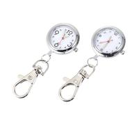NIYANGLE 2pcs Silver Minimalist Pocket Watch with Key Buckle for Nurses Women, Super Lightweight Stainless Steel Clip Watch with Precision Movement, for Nurse's Day or Nurse's W ift