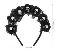NIYANGLE 2pcs Skull Horror Headdress: Flower Headband Floral Hairband Women Hair Hoop Mexican Creepy Headpiece For Halloween Parent Child Party Costume