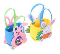 NIYANGLE 2pcs Small Easter Bunny Buckets Made of Soft Felt Empty Reusable Candy Filling Bags with Adorable Easter Theme Design and Preparations