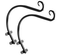NIYANGLE 2pcs Small Metal Hanging Basket Holder Hooks, Hand-Forged Iron Plant Hanger Brackets for Outdoor Wall Mounted Planter Rack, Balcony Flower Pot and Wind Chime Support