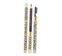 NIYANGLE 2pcs Soft Eyebrow Pencil with Brush, Leopard Print Brow Liner Pen in Light Coffee Shade, Brow Makeup Tool for Women’s Natural Eyebrow Styling and Definition