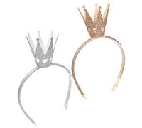 NIYANGLE 2pcs Sparkling Crown Design Hairband for Girls Shiny Stereoscopic Headband Boy Girl's Hair Accessories for Birthday Party and Princess Theme