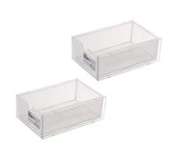 NIYANGLE 2pcs Stackable Organizing Box Transparent Drawer Storage for Office Supplies Stationery Cosmetics More Desktop Organizer Ample Capacity for Tidy Spaces