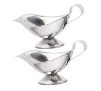 NIYANGLE 2pcs Stainless Steel Gravy Boat Sauce Bowl Condiment Dispenser with Comfortable Grip Handle for Steak Pepper Sauce and Dining Use