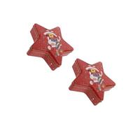 NIYANGLE 2pcs Star Shaped Christmas Treats Box Metal Tinplate Storage Container for Candies Chocolates Festive Holiday Box Red Decorative Cookie Tin for Home Celebration