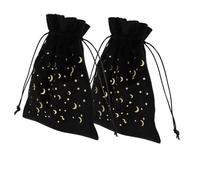 NIYANGLE 2pcs Tarot Card Storage Bag Velvet Material Decorative Drawstring Organizer for Travel Black