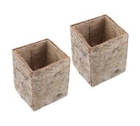 NIYANGLE 2pcs Tree Bark Planter Pot Rustic Rectangle Wooden Iron Hemp Handmade Lightweight for Plants and Succulents Wedding Party Holiday Flower Pots