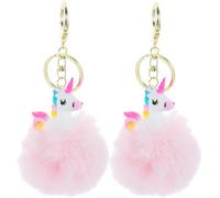 NIYANGLE 2pcs Unicorn Plush Key Ring Bag Pendant Buckle, Easy to Carry Alloy Keychain Accessories for Classmates and Friends, Fashion Personality Pink Charm