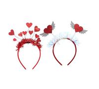 NIYANGLE 2pcs Valentine's Day Heart Headbands Lightweight Cartoon Party Hair Hoops Decorative Headdress for Women Festive Sweet Accessories