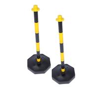 NIYANGLE 2pcs Water-filled Traffic Delineator Post Portable Yellow and Black Safety Pillar for Driveway Parking and Traffic Management