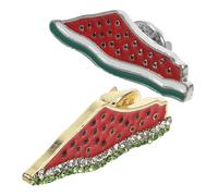 NIYANGLE 2pcs Watermelon Enamel Pin Rhinestone Collar Pin Cute Zinc Alloy Reliable Versatile Women Gatherings Parties Watermelon Shaped Red Brooch for Bags Hats