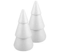 NIYANGLE 2pcs White Polystyrene Foam Cones 15-35cm with Craft Foam Balls for DIY Mini Christmas Tree Decorations Holiday Art Project Supplies