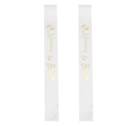 NIYANGLE 2pcs White Shower Sash Set for Mommy To Be - Satin Maternity Belly Sash for Pregnancy and Gender Reveal Party Decorations