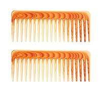 NIYANGLE 2pcs Wide Tooth Hair Detangling Comb for Thick Curly Wavy Hair Lightweight Plastic Hairdressing Comb Travel Use Random Color