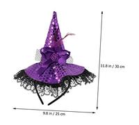 NIYANGLE 2pcs Witch Headband Halloween Accessory Cosplay Hat Lace Sequin Party Wear for Halloween Decorations