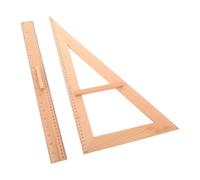 NIYANGLE 2pcs Wooden Carpenter and 50cm Measuring Ruler Set, Wood Teaching Tools for Students Geometry Drawing and Sewing, Dual Scale Wood Measuring Gauge for Classroom Use