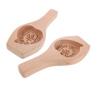 NIYANGLE 2pcs Wooden Mooncake Mold Carp and Peach Pattern Moon Cake Press for Mid-Autumn Festival Traditional Pastry Baking Kitchen Cookie Mold with Easy Release