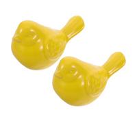 NIYANGLE 2pcs Yellow Porcelain Bird Figurines Ceramic Animal Statue Decorative Bird Branch Modern Minimalist Home Office Living Ornaments
