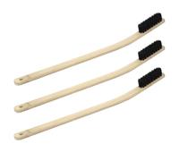 NIYANGLE 3 Pcs Car Rim Hub Cleaning Brush with Bamboo Handle, Practical Wood Material Wheel Cleaner, Beige Colour, Hole for Hanging, for Engine and Tire Detailing