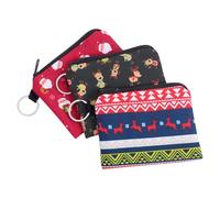 NIYANGLE 3 Pcs Christmas Rectangular Coin Purse Set with Zippered Change Bag and Key Holder, Portable Small Wallets for Women