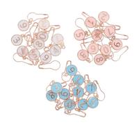 NIYANGLE 30Pcs Alloy Knitting Stitch Markers with Numerals, Locking Mini Circle Row Counters for Crochet and Knitting, Colorful White Blue Pink DIY Place Markers for Crafting