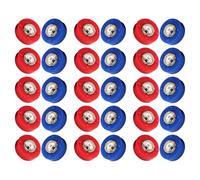NIYANGLE 30pcs Shuffleboard Replacement Pucks and Tabletop Curling Game Puck Set with Blue and Red Mini Rollers, Sturdy Plastic Accessories for Family Indoor Entertainment and Party Games