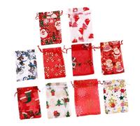 NIYANGLE 36pcs Christmas Organza Drawstring Bags Festive Storage Pouches for Candy Wrapping Holiday Party Favor Presents