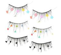 NIYANGLE 3pairs Sequin Eyelashes Heart and Flower Designs Creative Cosmetic False Lashes for Festive Makeup Looks for Parties and Special Occasions