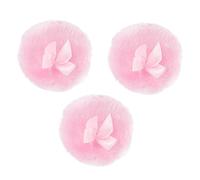 NIYANGLE 3Pc Powder Puff Long Puff for Talcum and Prickly Heat Powder Safe for Lovely Bowknot Design for Gentle Application Pink