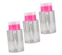 NIYANGLE 3pcs 150ml Press Liquid Dispensers Refillable Nail Polish Remover Bottles Makeup Remover Holders Pink Caps for Travel and Home Use