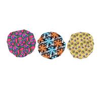 NIYANGLE 3pcs Adjustable Satin Bonnet Sleep Cap for Double Round Design with African Batik Prints Includes Yellow Chrysanthemum Triangle Snowflake and Yuanbao Rose Patterns