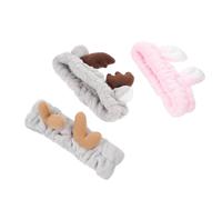 NIYANGLE 3pcs Animals Ears Elastic Hairband for Makeup Spa Adorable Bear Cartoon Ears Design Soft Shower Head Wrap