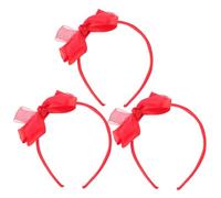 NIYANGLE 3pcs Bowknot Hair Hoops Festive Party Headwear Delicate Bow Headband Silk Hair Bows Mixed