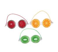 NIYANGLE 3pcs Cartoon Fruit Gel Eye Masks Cold Hot Compress Pads for Dark Circles and Puffiness Relief Portable Eye Ice Packs Elastic Band for Home and Travel Use