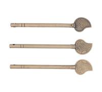 NIYANGLE 3pcs Chinese Style Brass Locking Pin Latch Set, Retro Leaf-Shaped Decorative Door Bolt, 8.9cm Cabinet and Wardrobe Locking Bar for Household Door Hardware