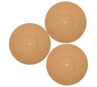 NIYANGLE 3pcs Cork Record Player Slipmat for Stable Playback and Anti-vibration, Brown Vinyl Record Mat Designed to Reduce Noise and Protect Turntable, for Home Listening and Dj Use