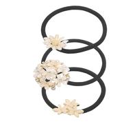 NIYANGLE 3pcs Crystal Rhinestone Flower Hair Tie Elegant Elastic Ponytail Holders Sparkling Accents for Women and Girls for Weddings and Daily Hairstyles