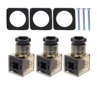 NIYANGLE 3pcs Din 43650a 3-Prong Solenoid Valve Connector with Indicator Light Brown Electrical Coil Junction Box Ac60-240v for Hydraulic and Pneumatic Actuator Applications