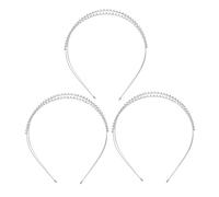 NIYANGLE 3pcs Double Layer Rhinestone Headband for Brides Sparkling Crystal Crown for Weddings Parties Elegant Hair Accessories for Women Hairpiece Rhinestones