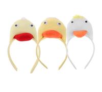 NIYANGLE 3pcs Duck Costume Headbands for Plush Animal Hair Hoops Comfortable Makeup Accessories for Halloween Kawaii Dress Up and Creative Play