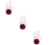 NIYANGLE 3pcs Halloween Skeleton Rose Hair Clip Lightweight Skull Hand Hairpin Hair Accessories for Women Unique Charming Gothic Style