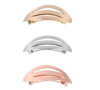 NIYANGLE 3pcs Metal Curved Hair Barrettes for Ladies with Hollow Geometric Patterns, Secure Spring Mechanism, Elegant and Modern Design for Special Occasions and Daily Wear