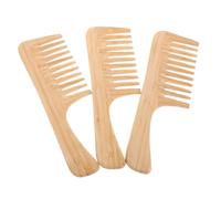 NIYANGLE 3pcs Natural Bamboo Wide Tooth Combs for Curly Hair Large Detangling Paddle Brush with Handle Hair Styling Tool at Home Salon Use