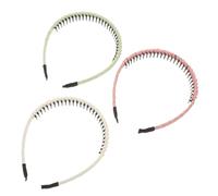 NIYANGLE 3pcs Non-slip Headbands for Women with Teeth Lightweight Breathable Hairbands for Skincare Makeup Yoga and Daily Wear Soft Fabric Hair Bands in Green and Beige