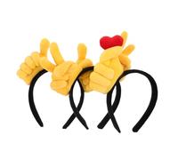 NIYANGLE 3pcs Novelty Hand Gesture Headband Funny Thumb Up Victory Heart Signs Creative Hairbands for Halloween Christmas Party Photo Props Holiday Celebrations